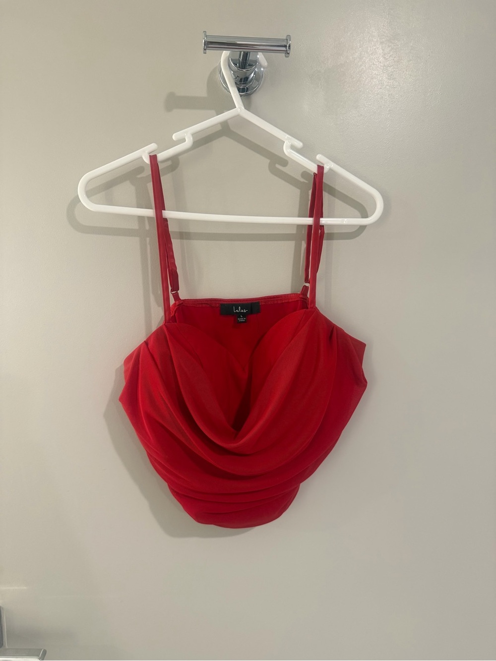 Lulu's Red Draped Cowl Crop Camisole